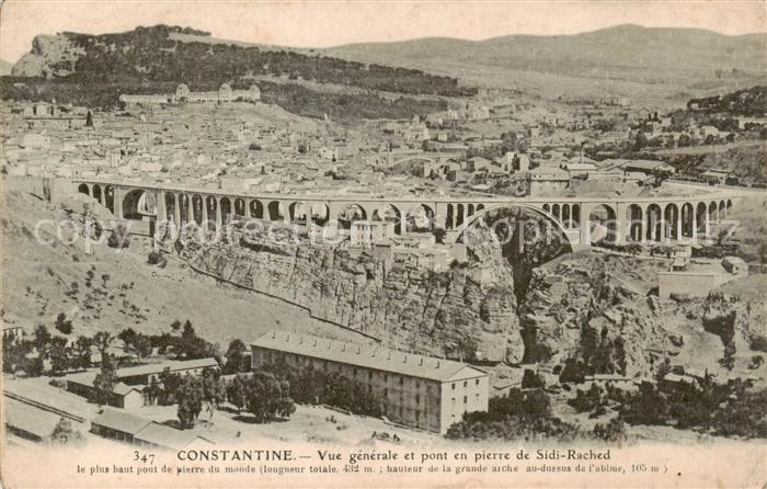 Constantine Algerie Vue generale et pont en pierre de Sidi Rached