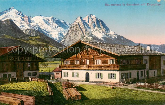 GARMISCH-PARTENKIRCHEN Bayern Bauernhaus mit Zugspitze