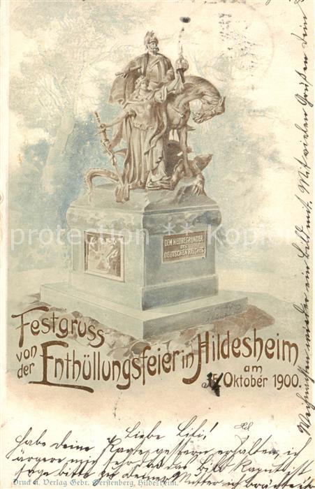 HILDESHEIM  CITY Denkmal Festgruss von der Enthuellungsfeier Deutsche Reichspost