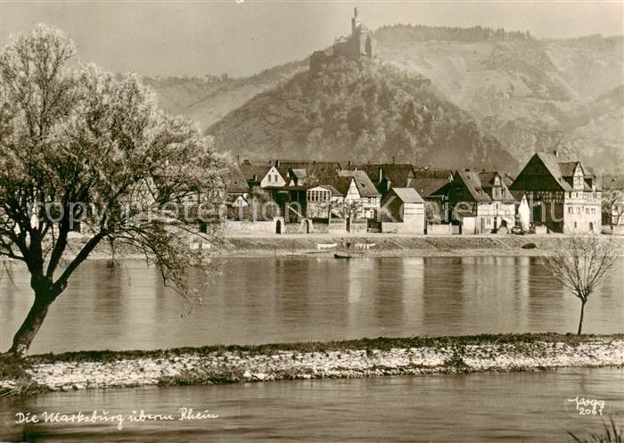 Braubach Rhein Blick ueber den Rhein zur Marksburg