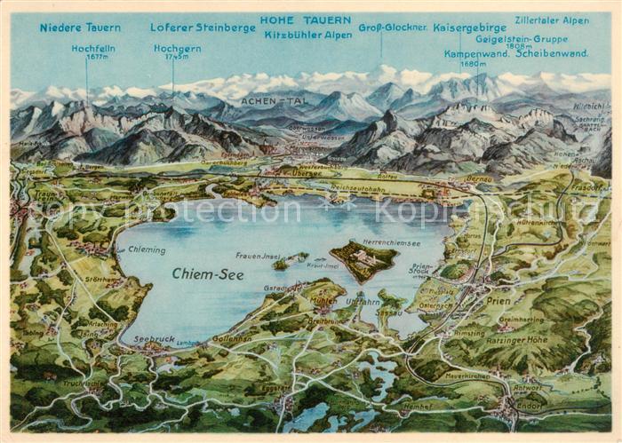 Chiemsee Bayern und Umgebung aus der Vogelperspektive Alpenpanorama