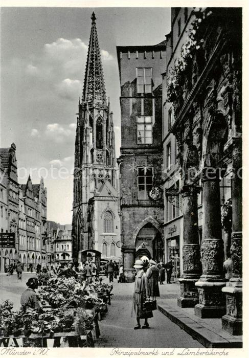 Muenster Westfalen Prinzipalmarkt und Lambertikirche