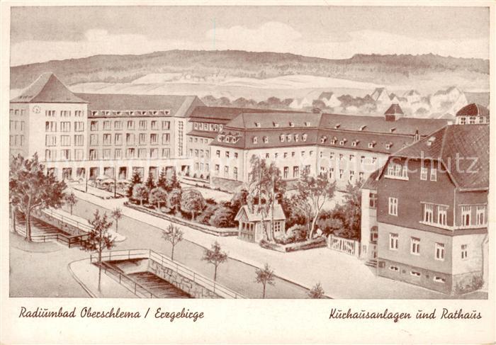 Oberschlema Erzgebirge Radiumbad Kurhausanlagen und Rathaus