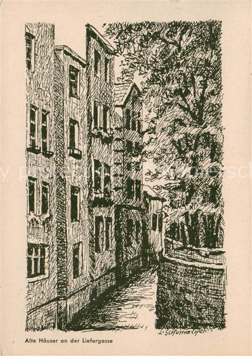 DuessELDORF  CITY Alte Haeuser an der Liefergasse Kuenstlerkarte