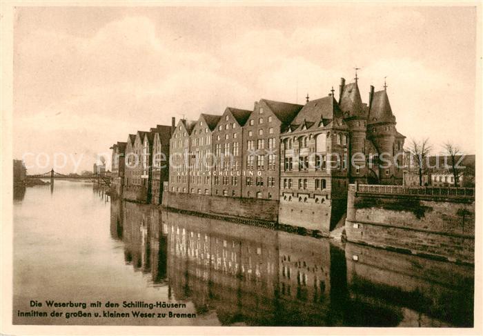 BREMEN  CITY Weserburg mit den Schilling-Haeusern an der Weser