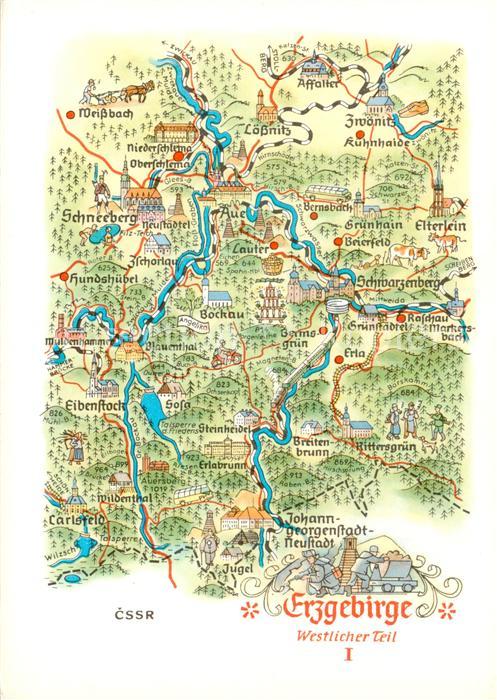 Johanngeorgenstadt bis Affalter Landkarte Staedte im Erzgebirge