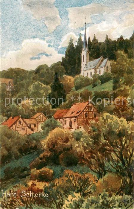 Schierke Harz Ortsbild Kuenstlerkarte