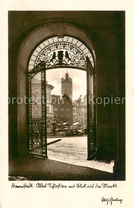 Darmstadt Altes Schlosstor mit Blick auf den Markt