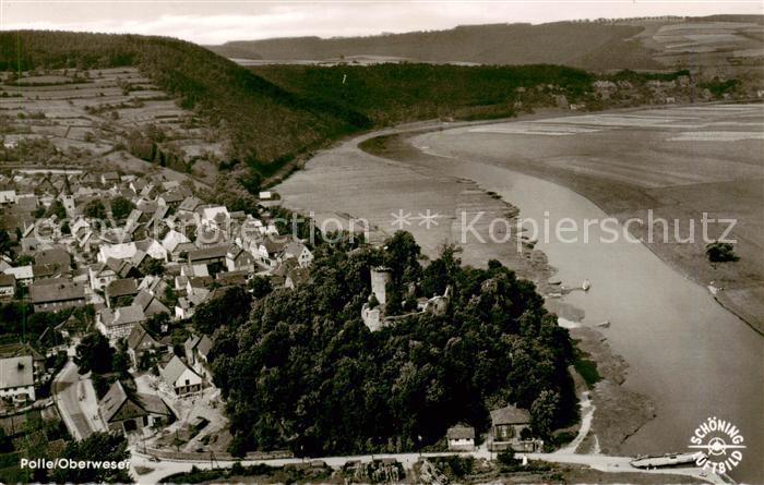 Polle Oberweser Fliegeraufnahme mit Hotel Zur Burg
