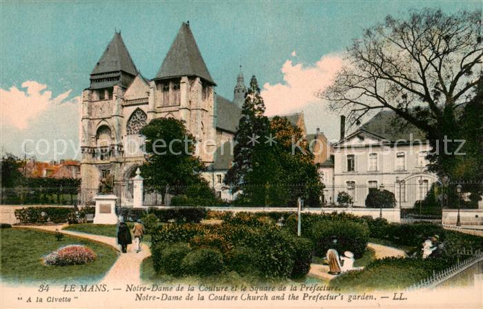 Le Mans Sarthe Notre Dame de la Couture et le Square de la Prefecture