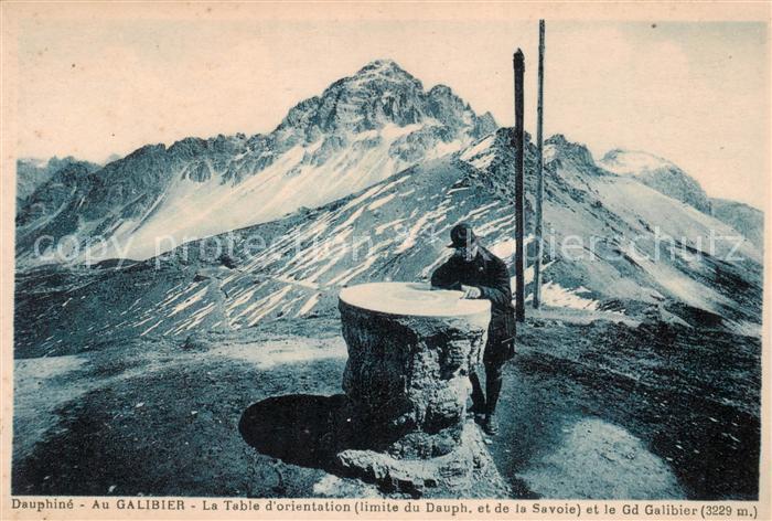 Galibier Col du 2556m 73 Savoie Dauphine La Table d’orientation et le Gd Galibie