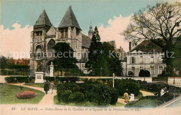 Le Mans Sarthe Notre Dame de la Couture et le Square de la Prefecture