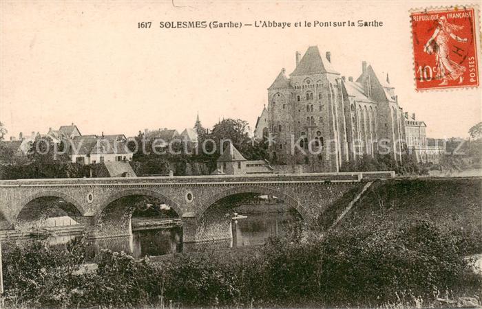 Solesmes 72 Sarthe Abbaye et le Pont sur la Sarthe
