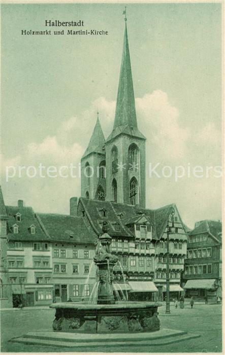 Halberstadt Holzmarkt und Martinikirche Brunnen