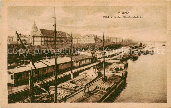 Mainz  Rhein Blick von der Strassenbruecke
