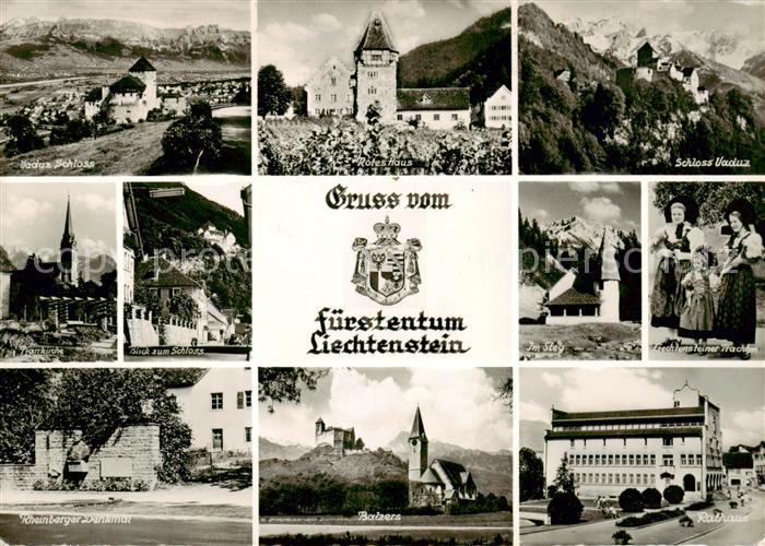 Liechtenstein Fuerstentum Vaduz Schloss Rotes Haus Kirche Rheinberger Denkmal Ba