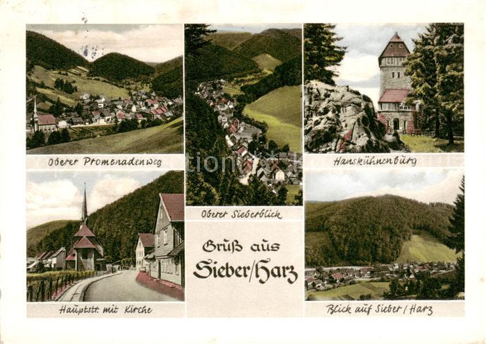 Sieber Herzberg am Harz Promenadenweg Panorama Hanskuehnenburg Hauptstrasse Kirc