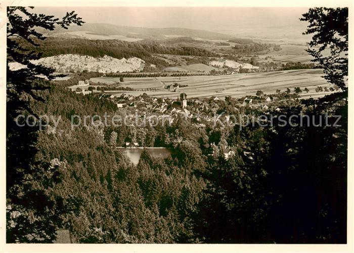 Bad Sachsa Harz Panorama Blick auf die Stadt mit Schmelzteich und Sachsenstein