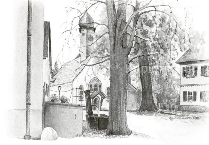 Nonnenhorn Motiv an der Kirche Kuenstlerkarte