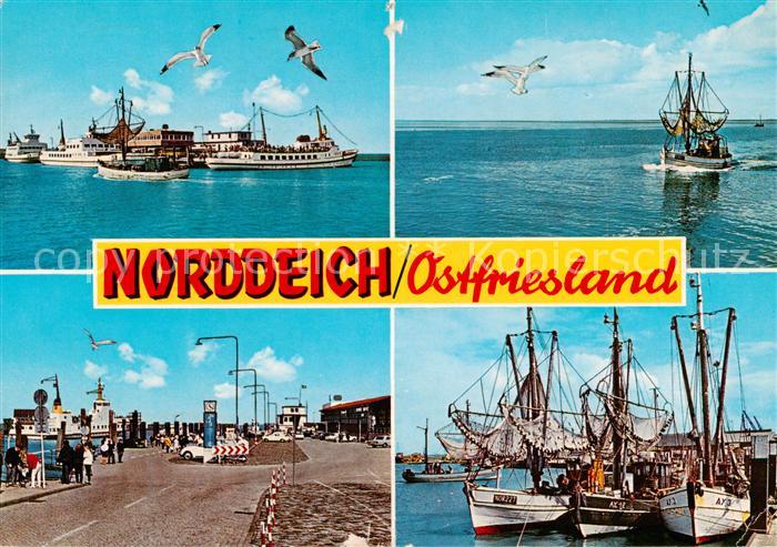 Norddeich  Norden Nordseebad Faehren Fischkutter Faehrbahnhof Fischereihafen