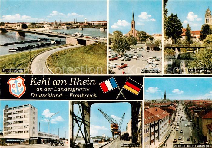 Kehl Rhein Europabruecke Marktplatz Stadtweiher Bahnhof Rheinhafen Hauptstrasse
