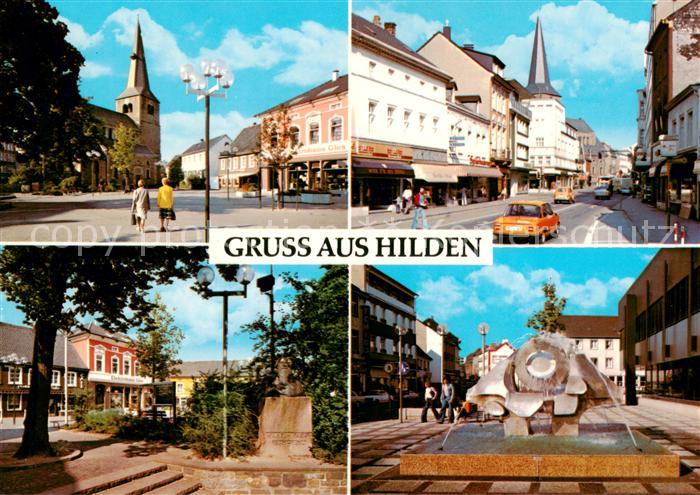 Hilden Duesseldorf Ortsansichten mit Brunnen