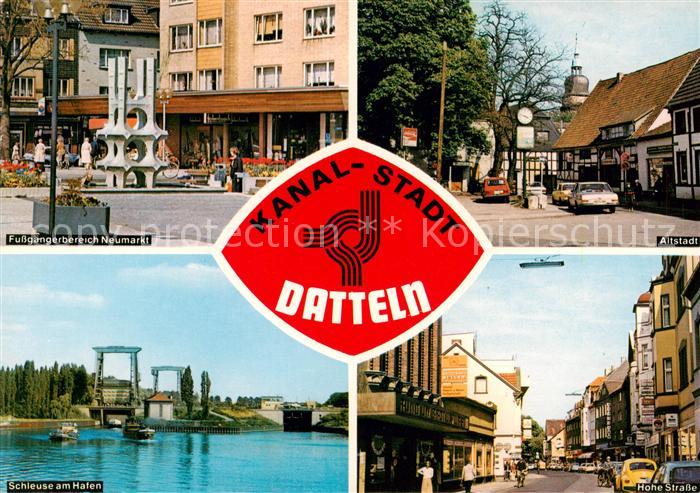 Datteln Fussgaengerbereich Neumarkt Altstadt Schleuse am Hafen Hohe Strasse