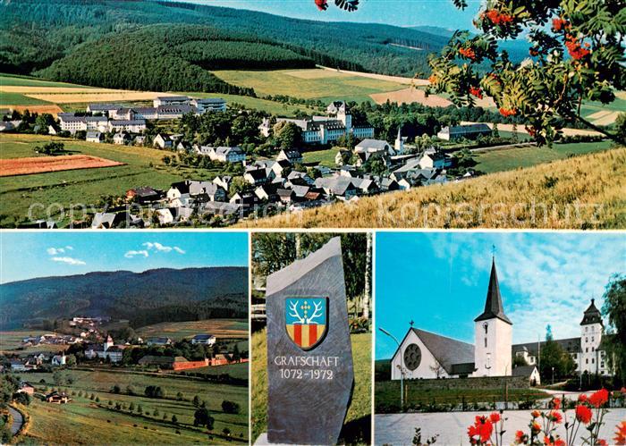 Grafschaft Sauerland Panorama Ortsstein Kirche