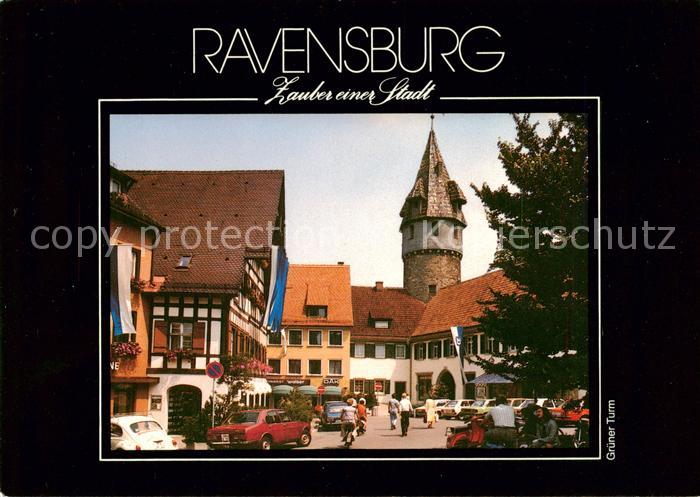 Ravensburg  Wuerttemberg Der Gruene Turm mit Bauhuette
