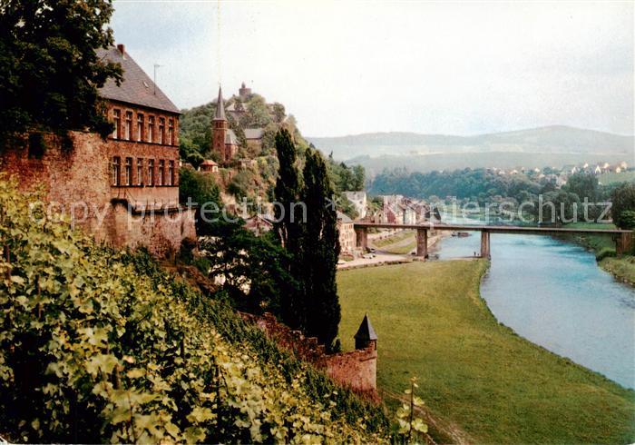 Saarburg Saar Blick auf Burg und Saarbruecke