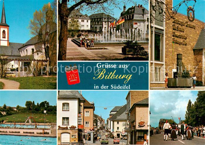 Bitburg Kirche Wasserspiele Bitburger Brauerei Schwimmbad Ortsmotiv Almabtrieb