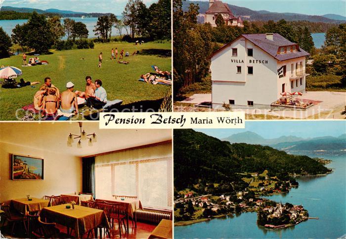 Maria Woerth Woerthersee Pension Betsch Liegewiese Strandbad Luftaufnahme