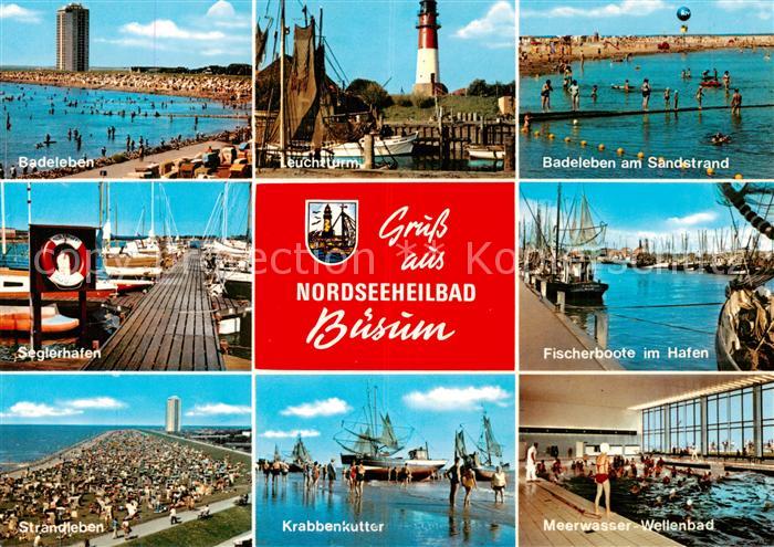 Buesum Nordseebad Strandleben Seglerhafen Leuchtturm Krabbenkutter Fischerboote