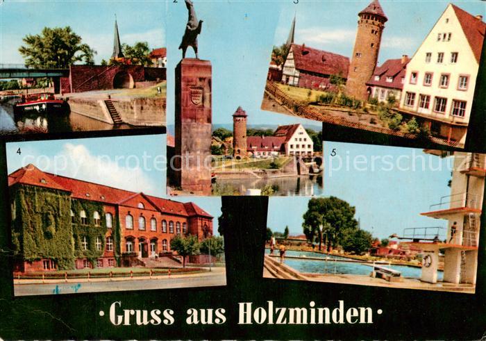 Holzminden Weser Faehrhaus Jugendherberge Baugewerkschule Schwimmbad