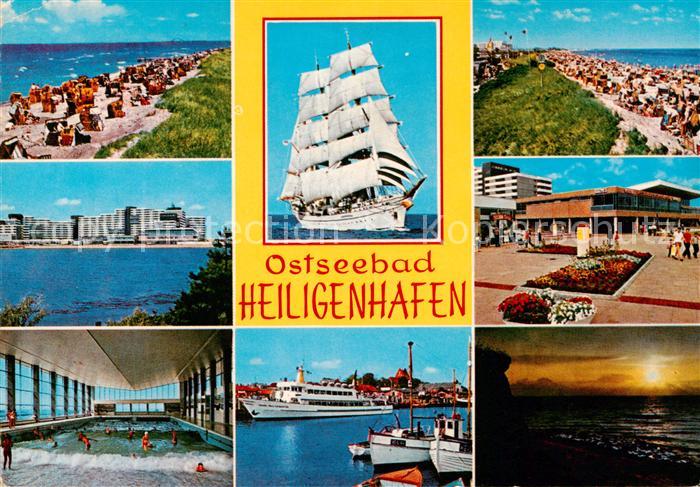 Heiligenhafen Ostseebad Strand Segelschiff Hotels Hafen Faehre Wellenbad Sonnenu