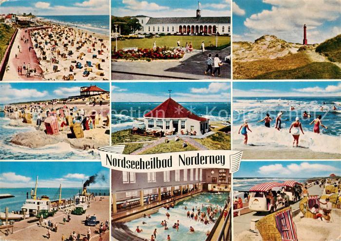Norderney Nordseebad Strand Gaststaette Wellenbad Hafen Inselbahn Brandung Leuch