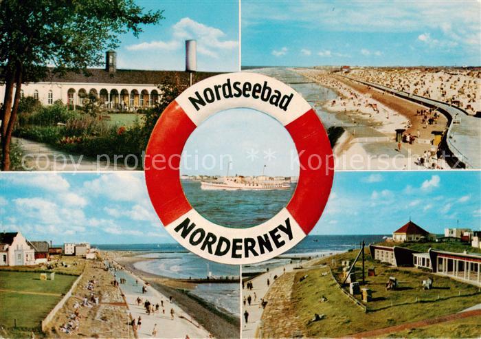 Norderney Nordseebad Kurhausplatz Nordstrand MS Frisia IV Weststrand Liegehalle
