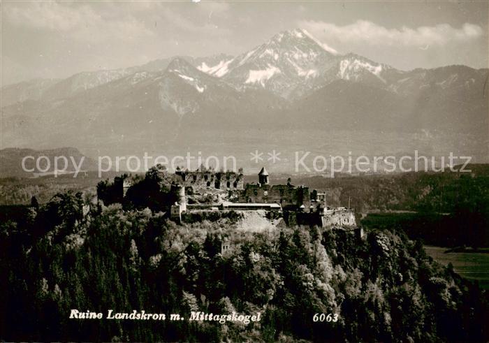 Villach Kaernten Ruine Landskron mit Mittagskogel