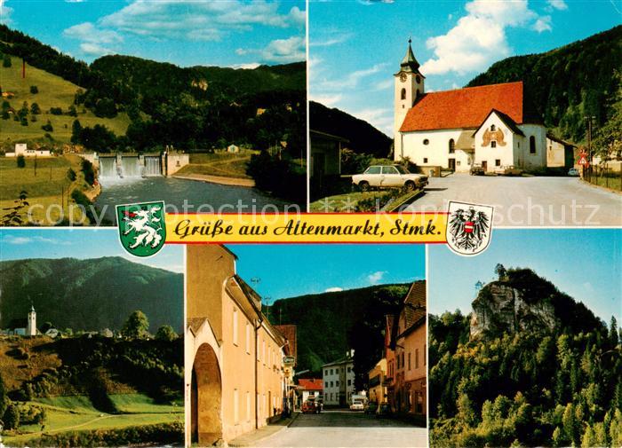 Altenmarkt Steiermark Stauwerk Kirche Ortsansicht Schlafender Loewe Felsen