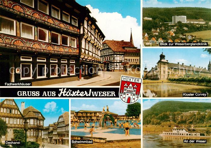Hoexter Weser Fachwerkhaeuser Dechanei Schwimmbad Weserberglandklinik Koster Cor