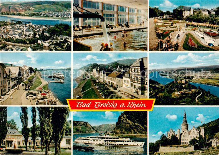 Bad Breisig Panorama Hallenbad Rheinpartien Fahrgastschiff Schloss