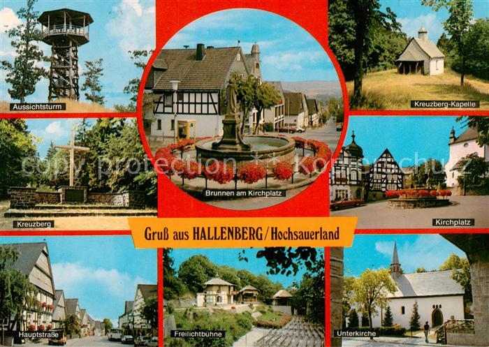 Hallenberg Aussichtsturm Kreuzberg Hauptstrasse Brunnen Freilichtbuehne Kapelle