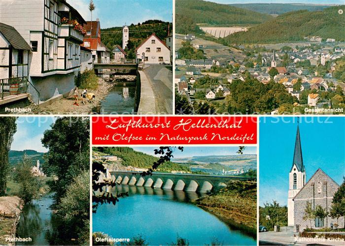 Hellenthal Eifel mit Oleftalsperre Prethbach Panorama Kath Kirche