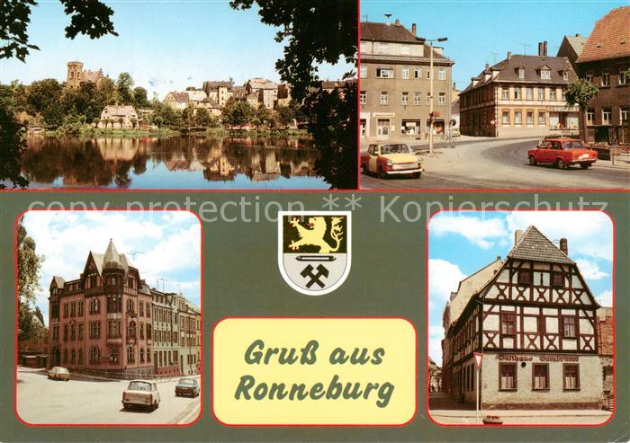 Ronneburg Thueringen Baderteich mit Schloss August Bebel Strasse Friedrich Engel