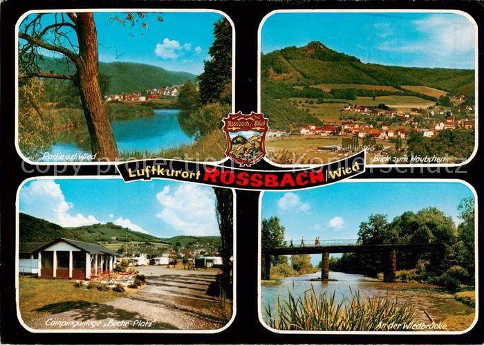 Rossbach Wied Partie an der Wied Blick zum Haeubchen Camping Boche Platz Wiedbru