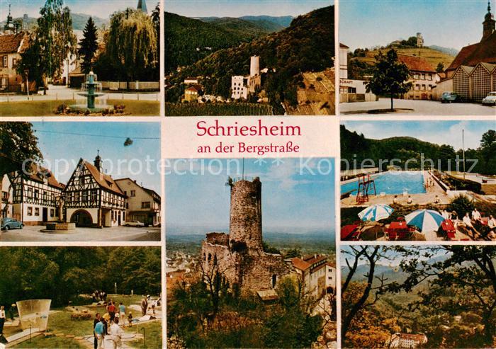 Schriesheim Teilansichten Minigolf Burgruine Schwimmbad