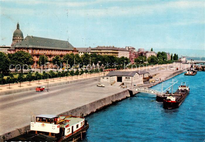 Mainz  Rhein Rheinufer mit Kurfuerstlichem Schloss