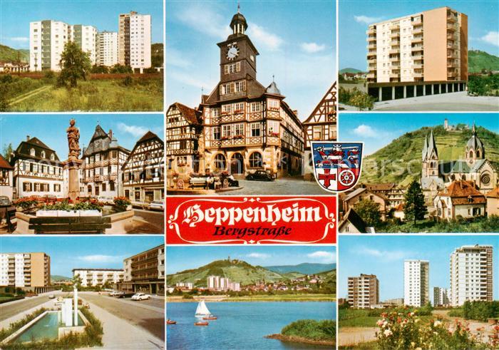 Heppenheim Bergstrasse Orts und Teilansichten Kirche Rathaus Marktplatz
