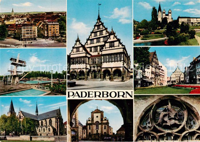 Paderborn Ortsansicht Freibad Hoher Dom Rathaus Marktkirche Paderanlagen Marienp