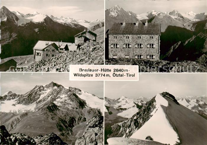 Breslauerhuette 2840m Tirol AT Panorama mit Wildspitze